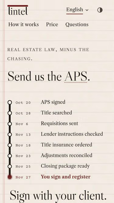 Screenshot of lintel.legal