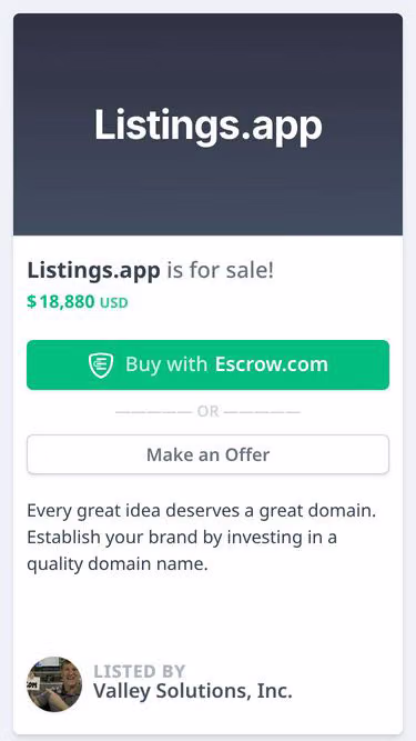 Screenshot of listings.app