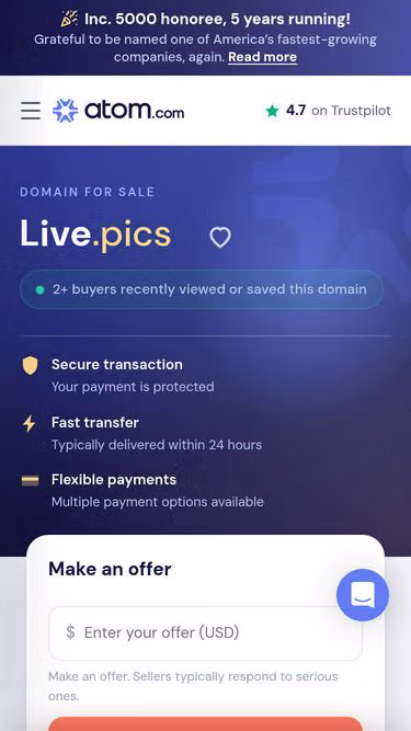 Screenshot of live.pics