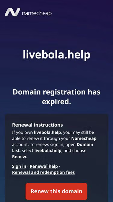 Screenshot of livebola.help
