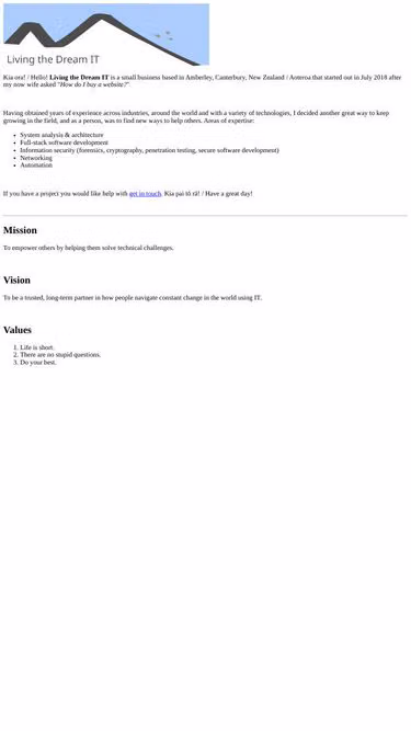 Screenshot of livingthedream.nz