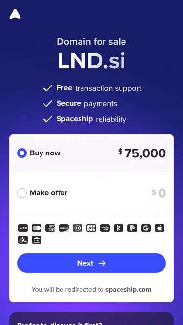 Screenshot of lnd.si