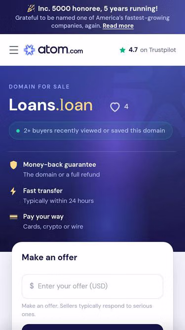 Screenshot of loans.loan