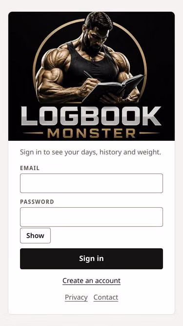 Screenshot of logbook.monster