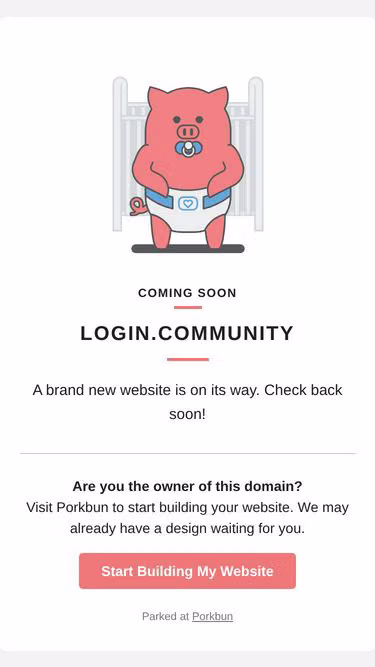 Screenshot of login.community