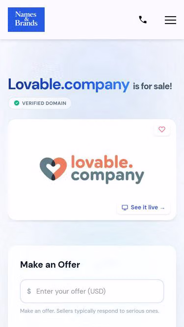Screenshot of lovable.company