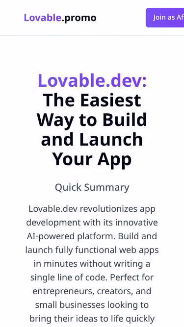 Screenshot of lovable.promo