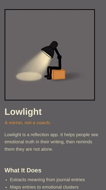Screenshot of lowlight.app