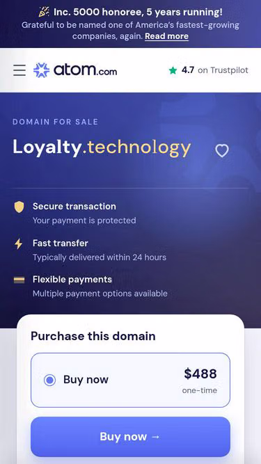 Screenshot of loyalty.technology