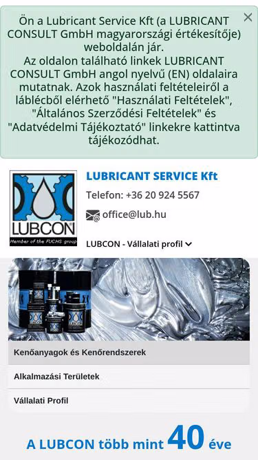 Screenshot of lubricant.hu
