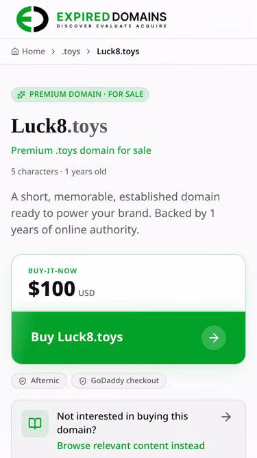 Screenshot of luck8.toys