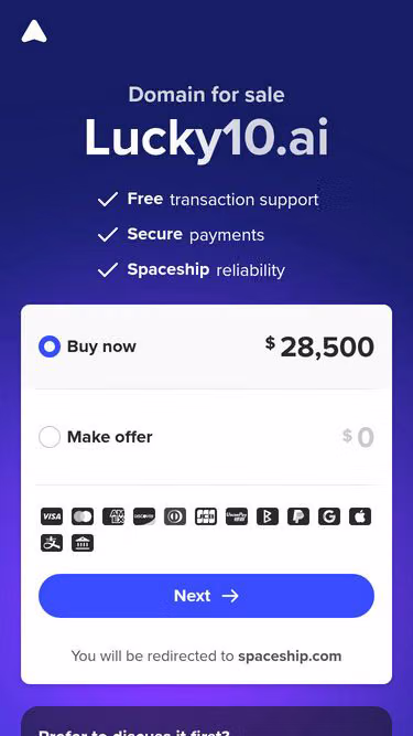 Screenshot of lucky10.ai