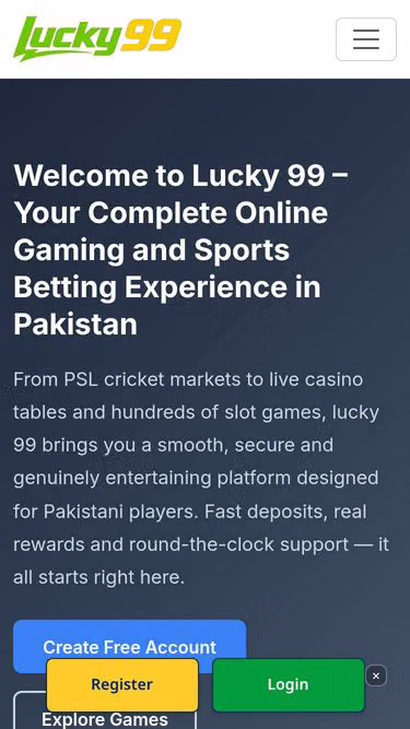 Screenshot of lucky99.ad