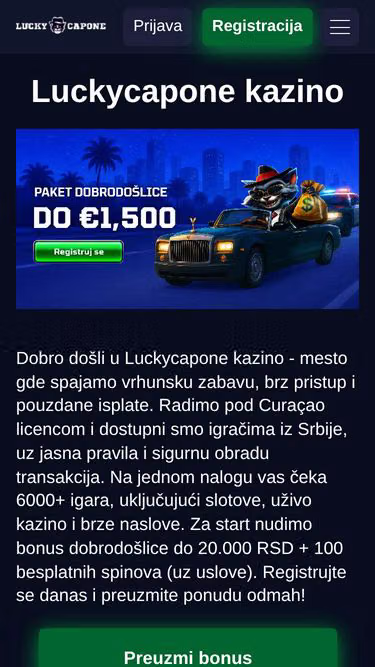 Screenshot of luckycapone.rs