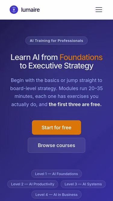 Screenshot of lumaire.ai