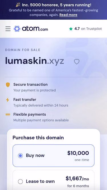 Screenshot of lumaskin.xyz