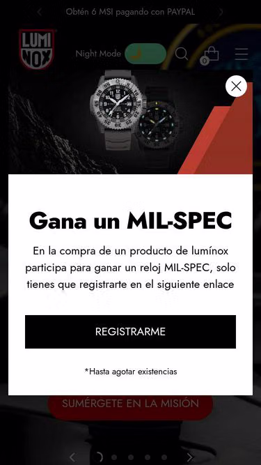 Screenshot of luminox.com.mx