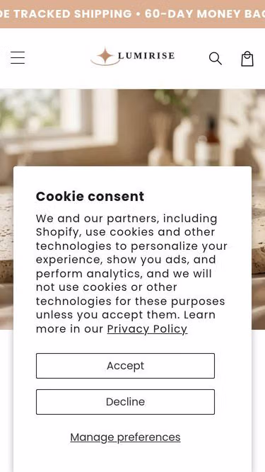 Screenshot of lumirise.shop
