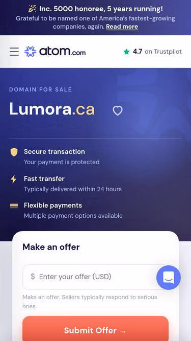 Screenshot of lumora.ca