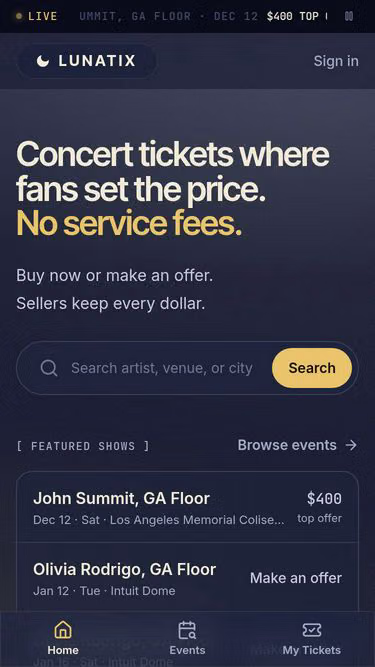 Screenshot of lunatix.io