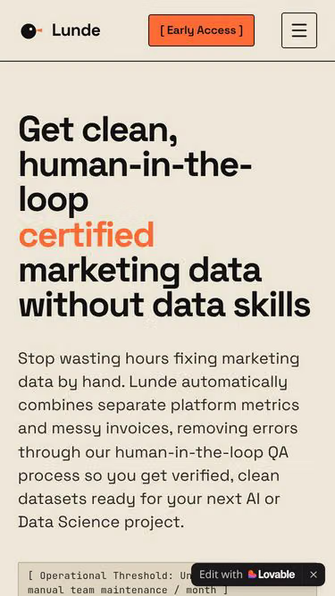 Screenshot of lunde.app