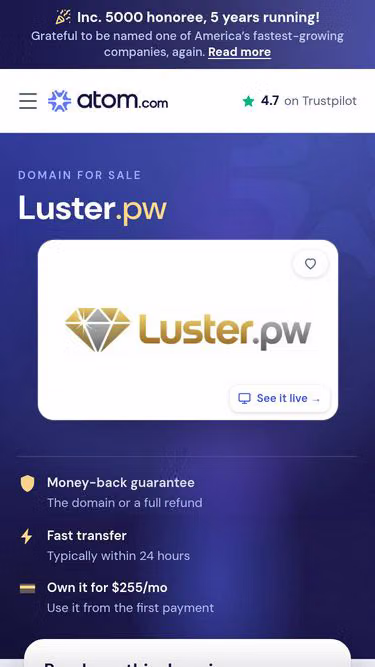 Screenshot of luster.pw