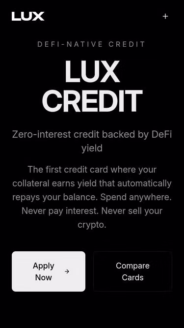 Screenshot of lux.creditcard