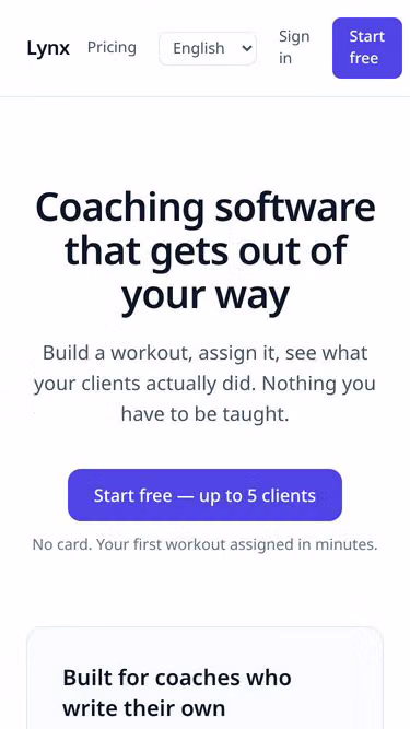 Screenshot of lynx.fit