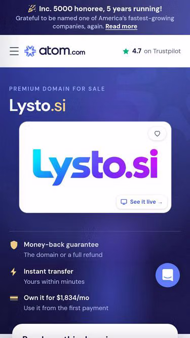 Screenshot of lysto.si