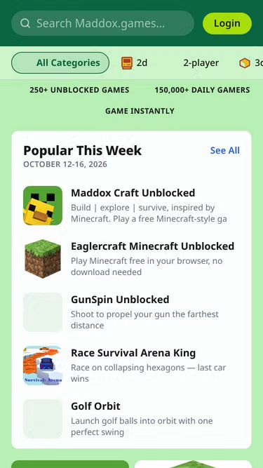 Screenshot of maddox.games