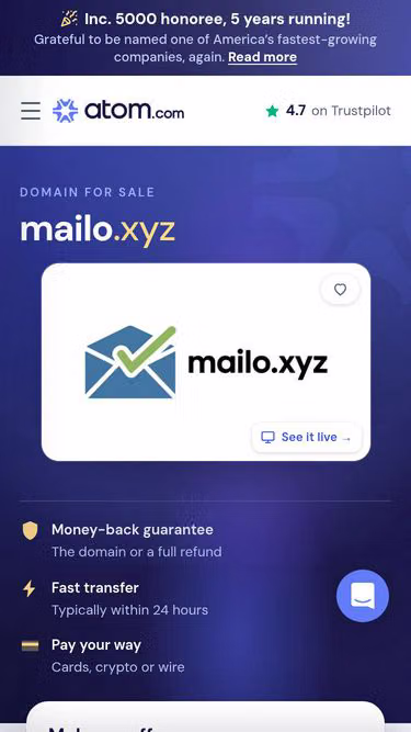 Screenshot of mailo.xyz