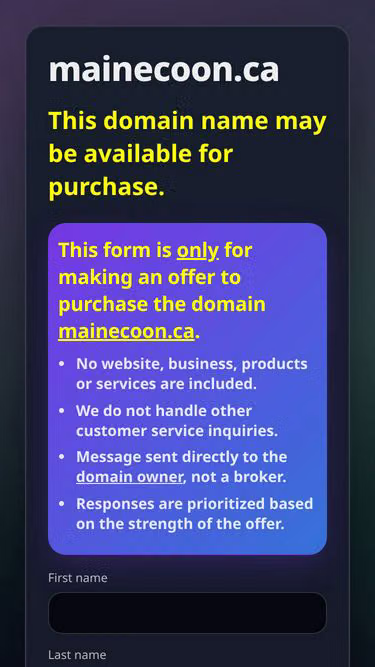 Screenshot of mainecoon.ca
