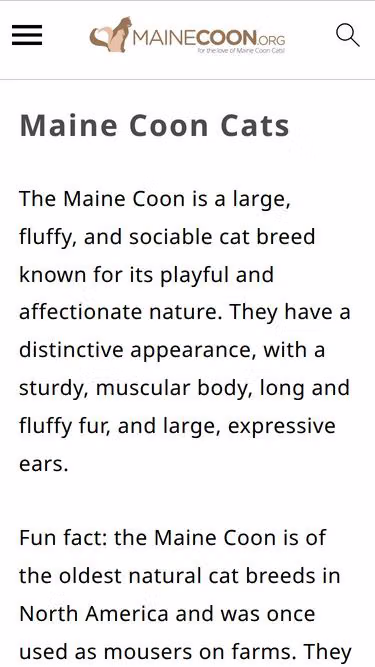 Screenshot of mainecoon.org