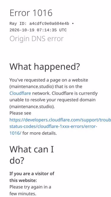 Screenshot of maintenance.studio