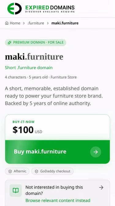 Screenshot of maki.furniture