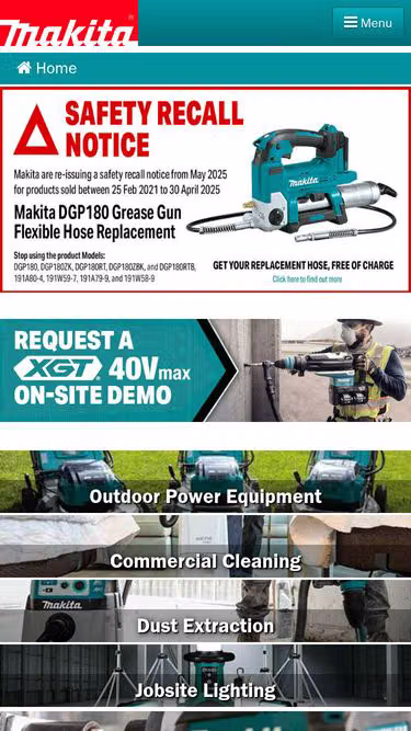 Screenshot of makita.nz
