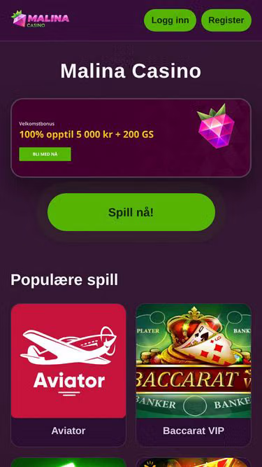 Screenshot of malina-casino.no