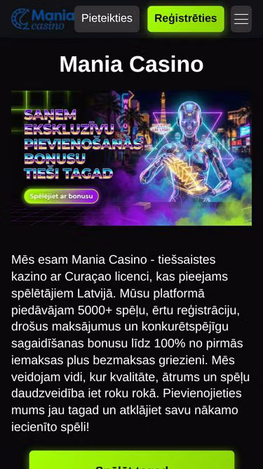 Screenshot of maniacasino.lv