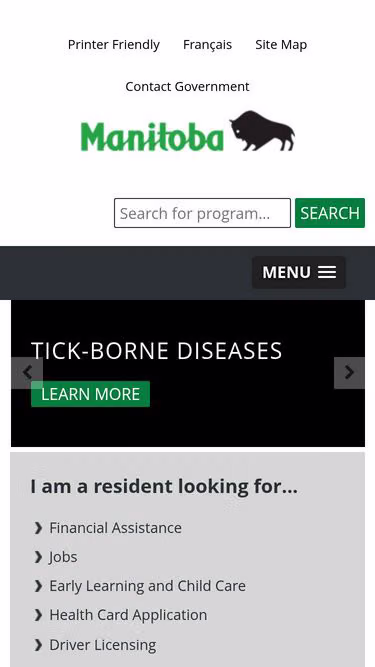 Screenshot of manitoba.ca