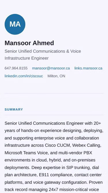 Screenshot of mansoor.ca