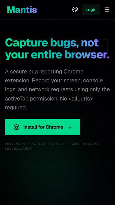 Screenshot of mantis.sh