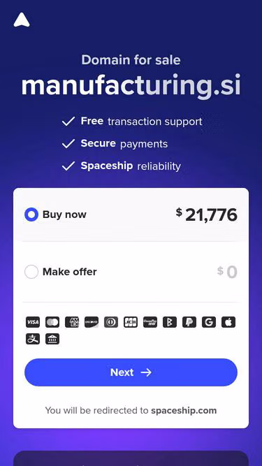 Screenshot of manufacturing.si
