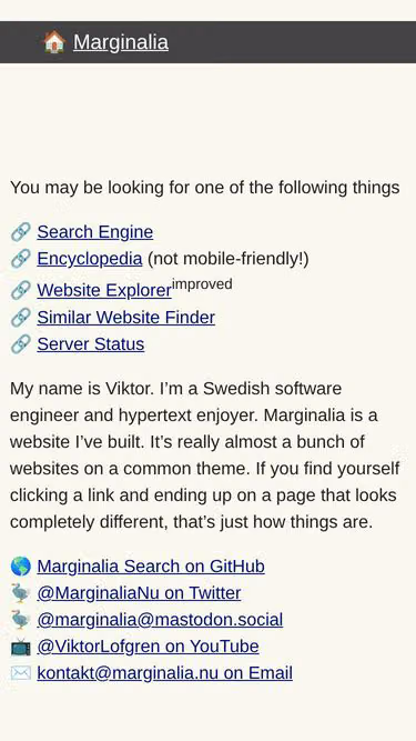 Screenshot of marginalia.nu