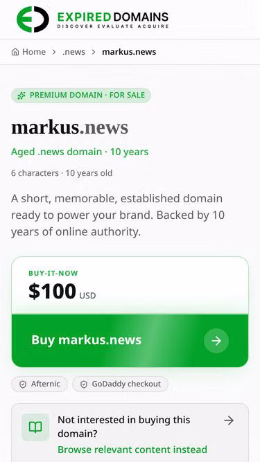 Screenshot of markus.news