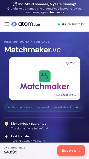 Screenshot of matchmaker.vc
