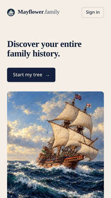 Screenshot of mayflower.family