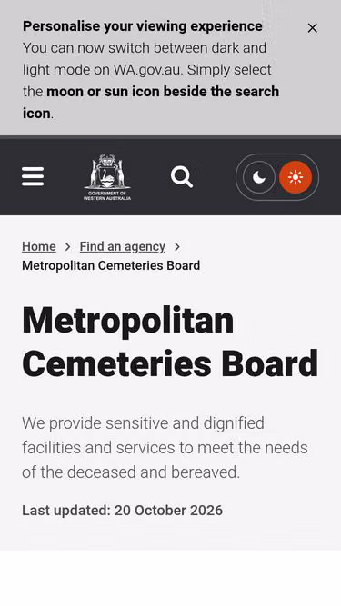 Screenshot of mcb.wa.gov.au