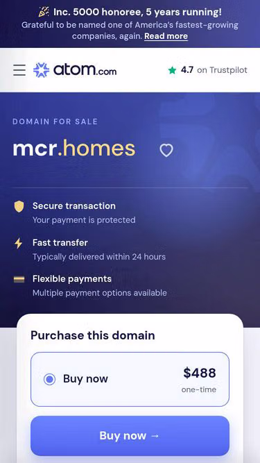 Screenshot of mcr.homes