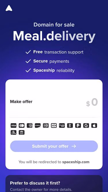 Screenshot of meal.delivery