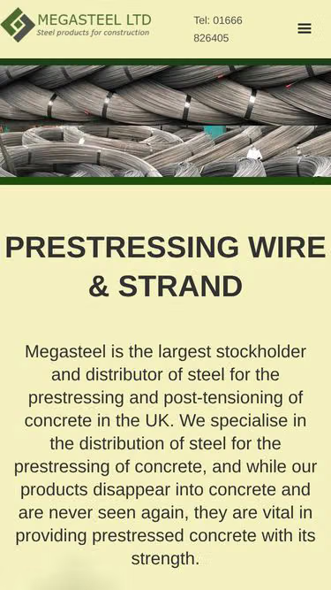 Screenshot of megasteel.co.uk